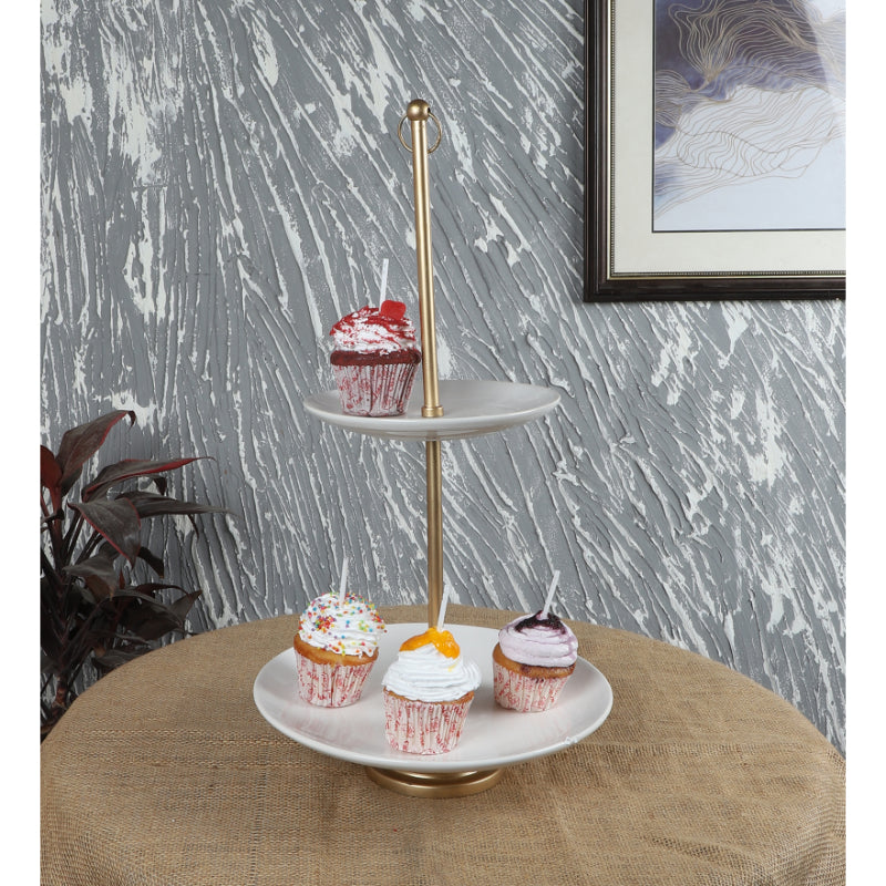 White & Gold Double Layer Detachable Ceramic Platter