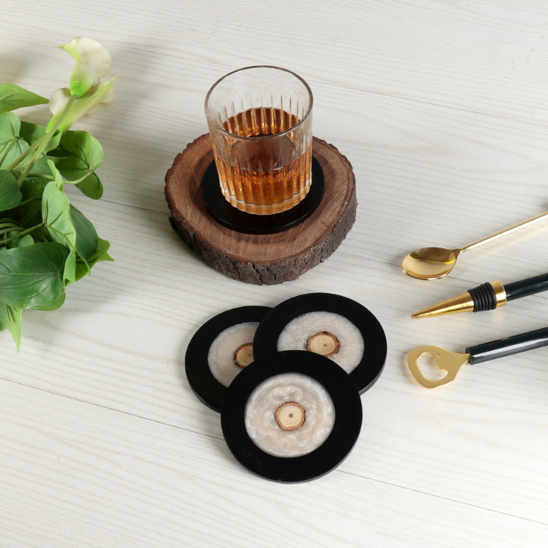 Black & White Resin Coaster | Set of 4