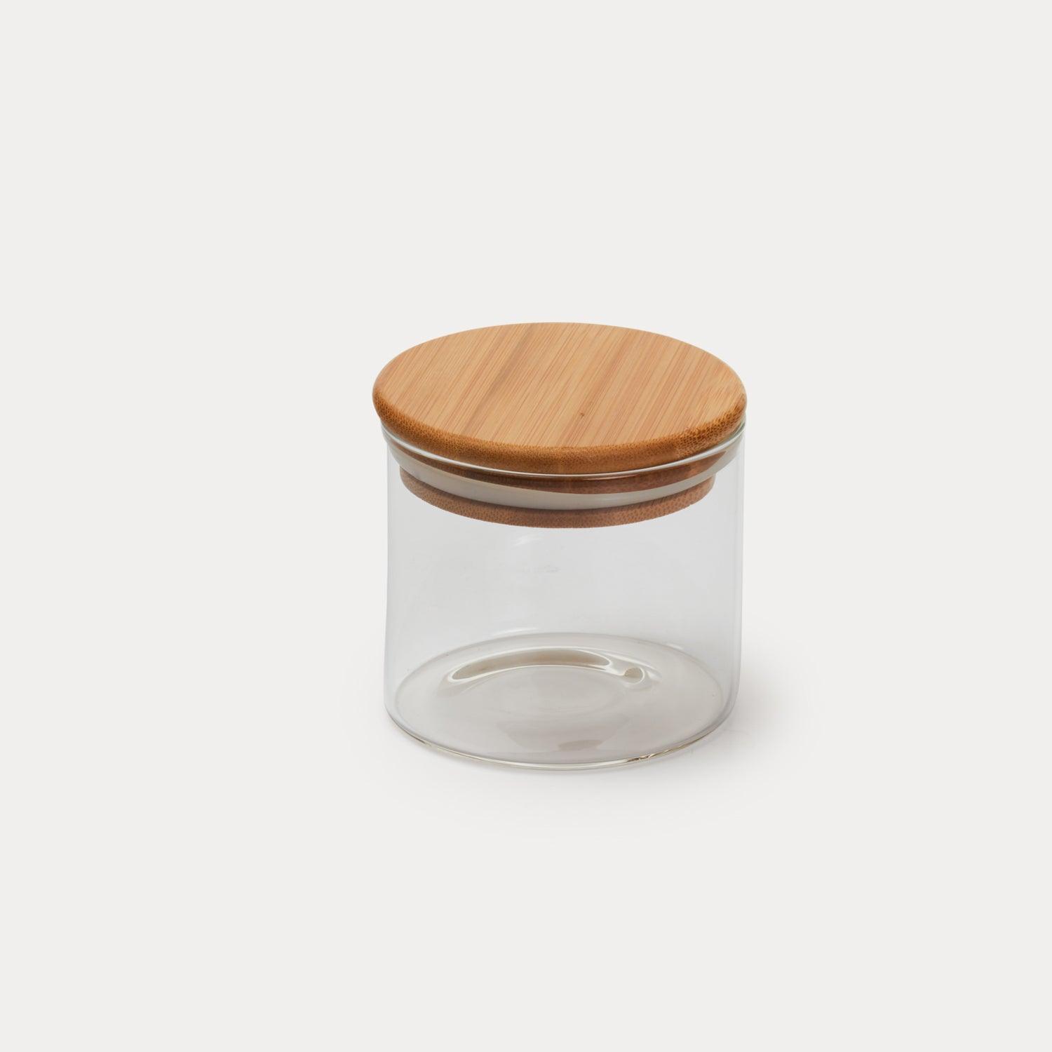 Glass Jars with Bamboo Lid Containers | 3 inch | Set of 2