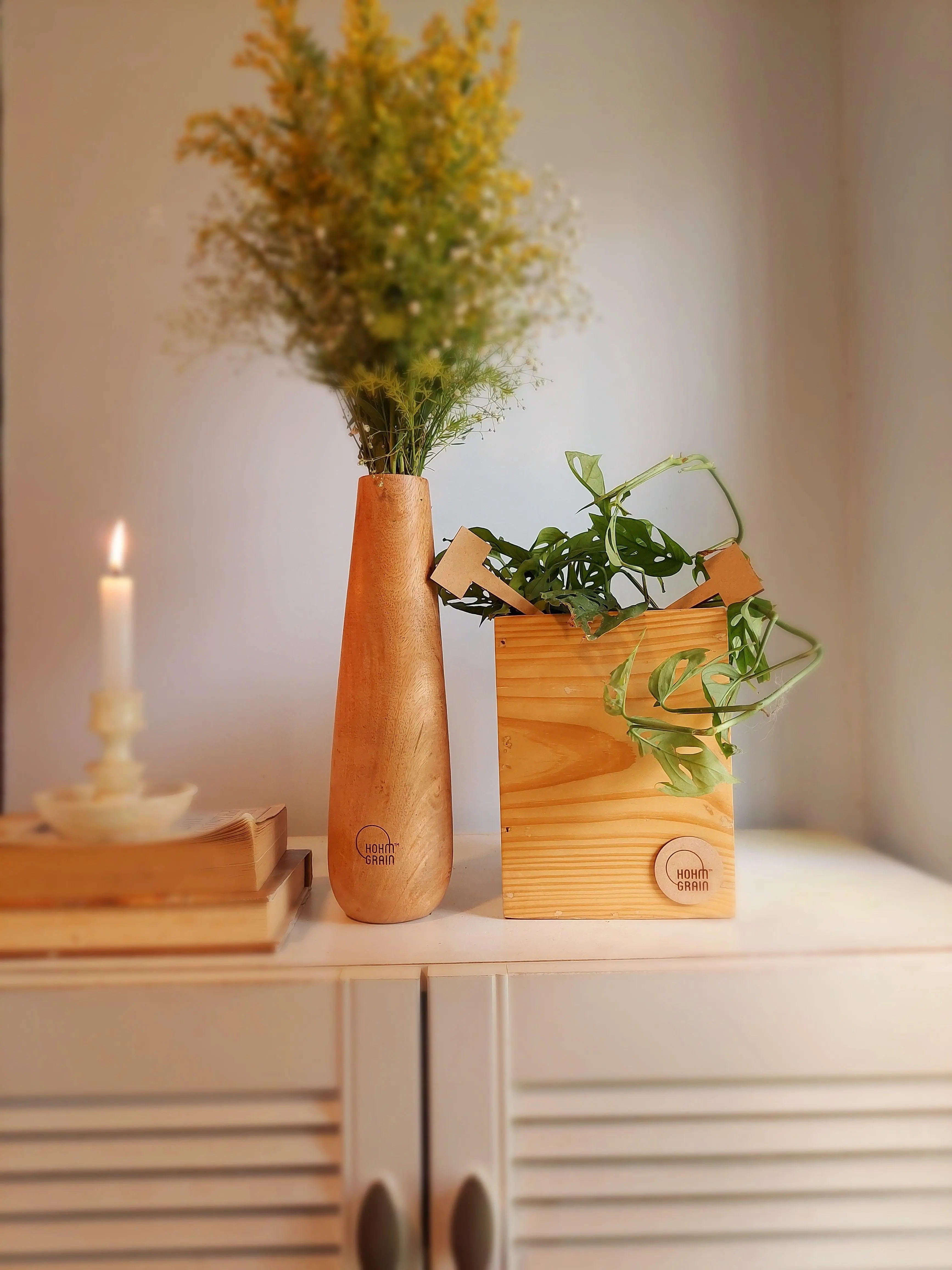 Cube Planter in Pine Wood | 8"