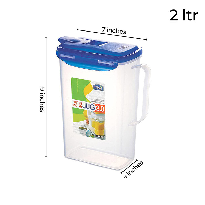 Aqua Plastic Water Jug With Flip Top Lid| 2 Liters