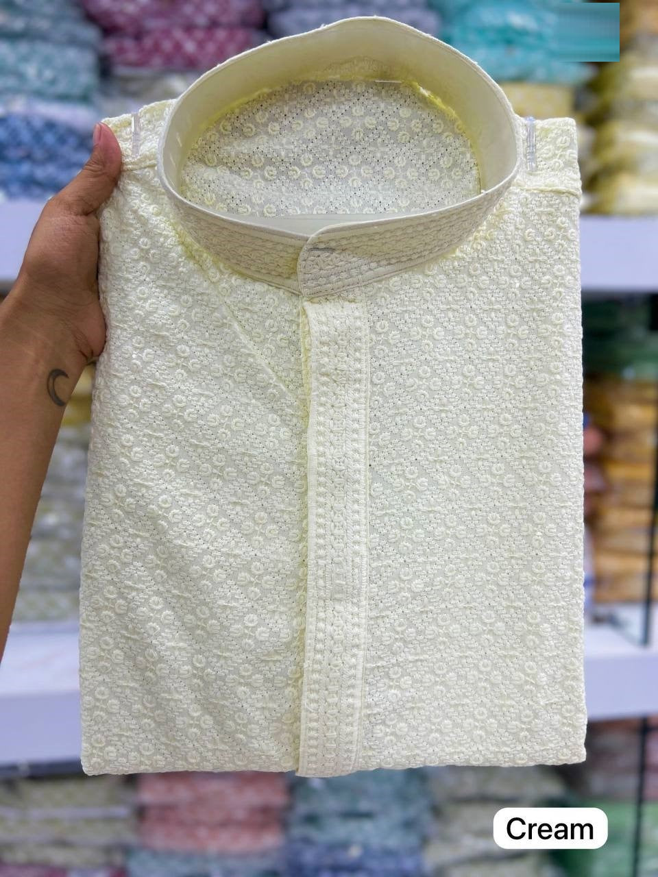 Heavy Rayon with Chicana work Kurta Pajama Set