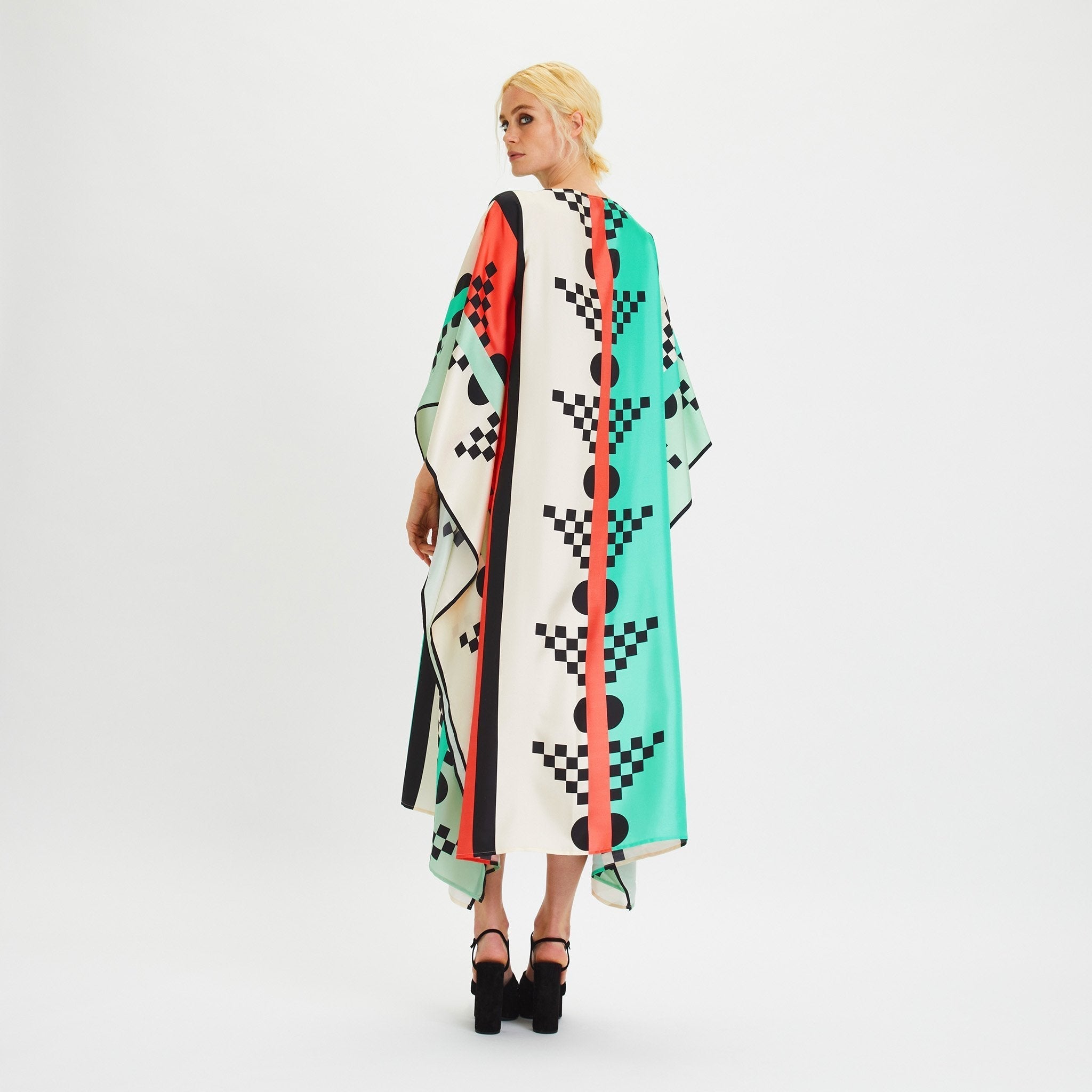 Printed Soft Satin Silk Long Women's Kaftan