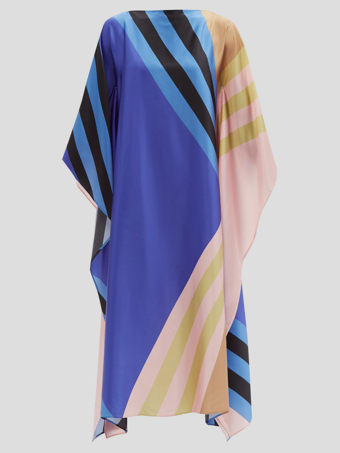 Women's Blue Soft Satin Silk Long Kaftan