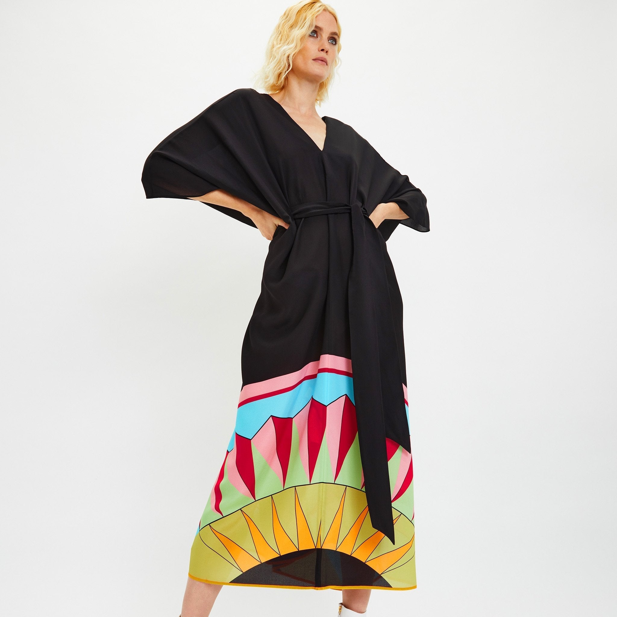 Black Chelsea Georgette Women's Long Kaftan