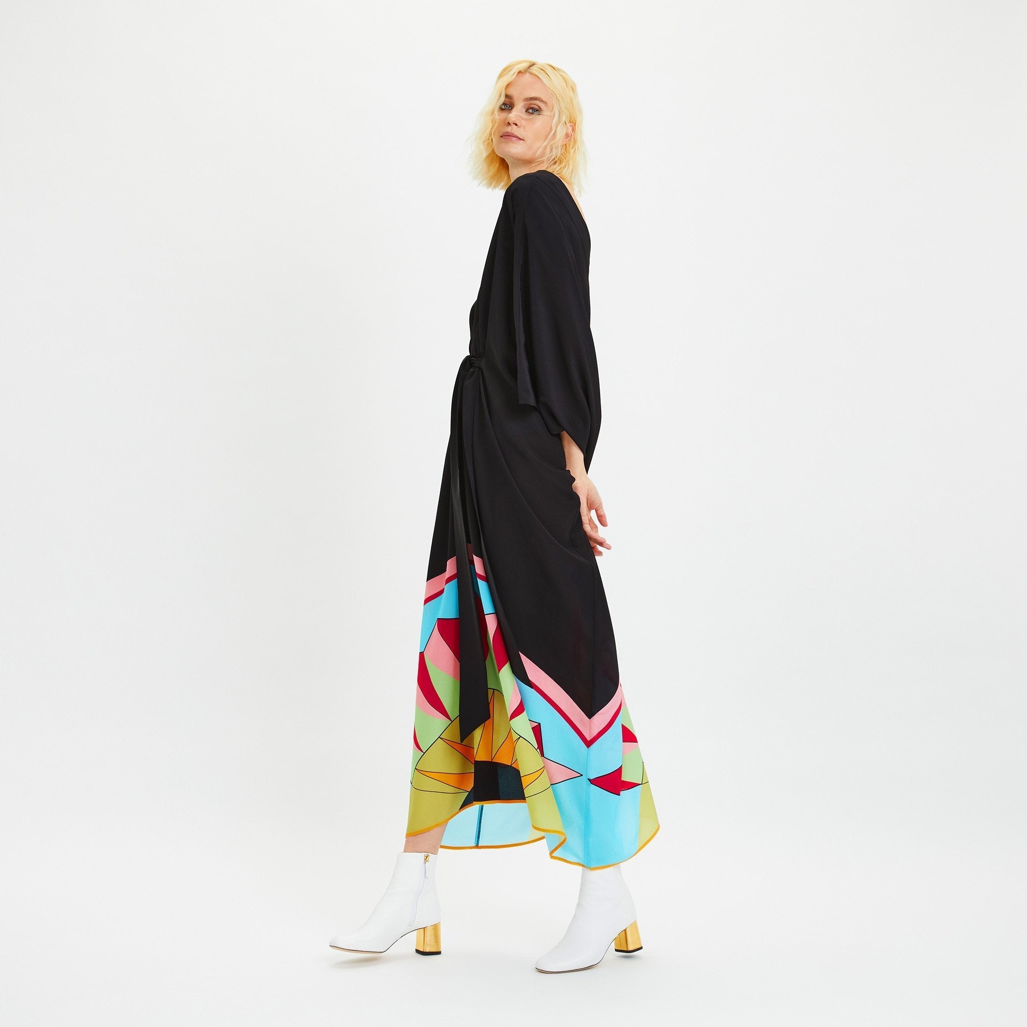 Black Chelsea Georgette Women's Long Kaftan