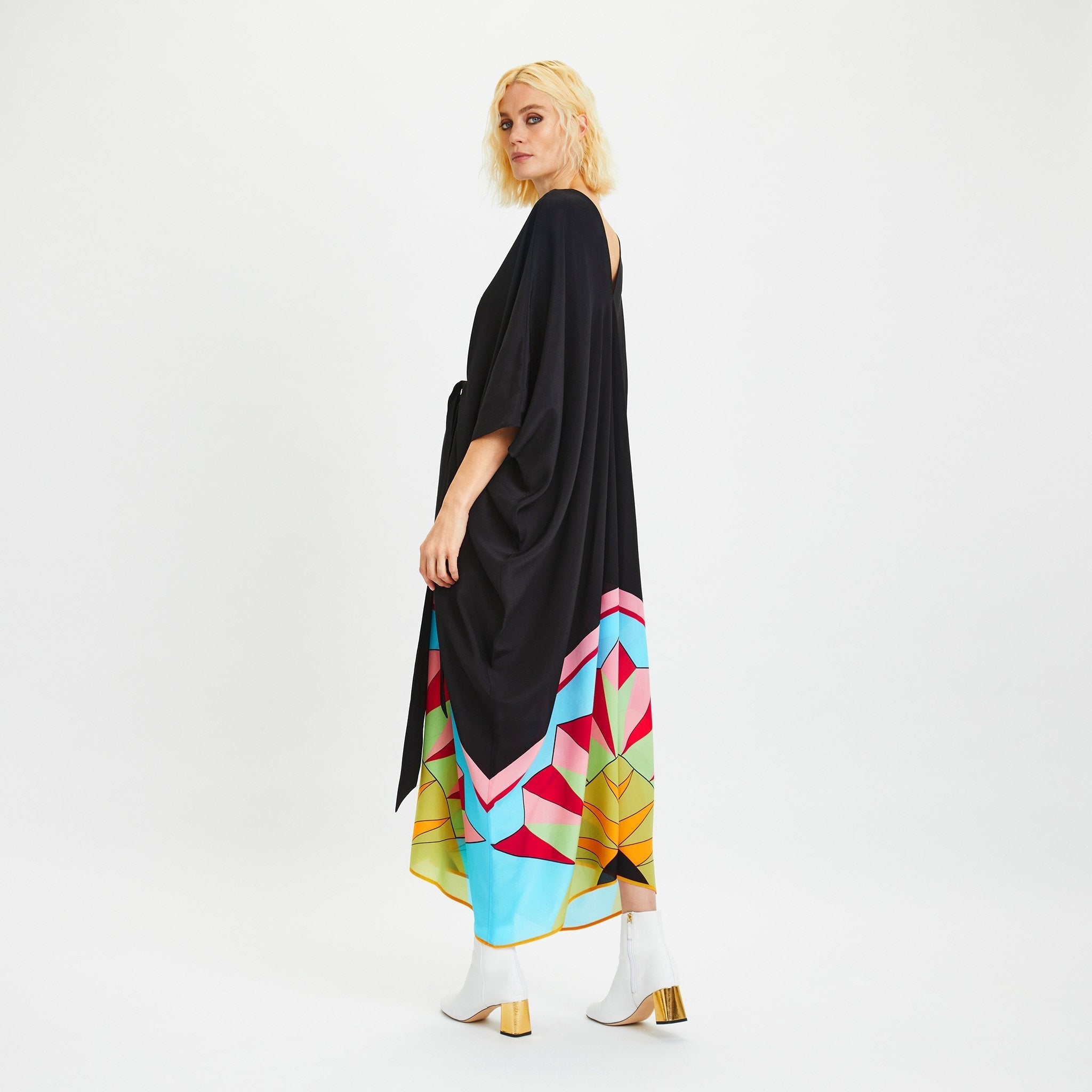 Black Chelsea Georgette Women's Long Kaftan