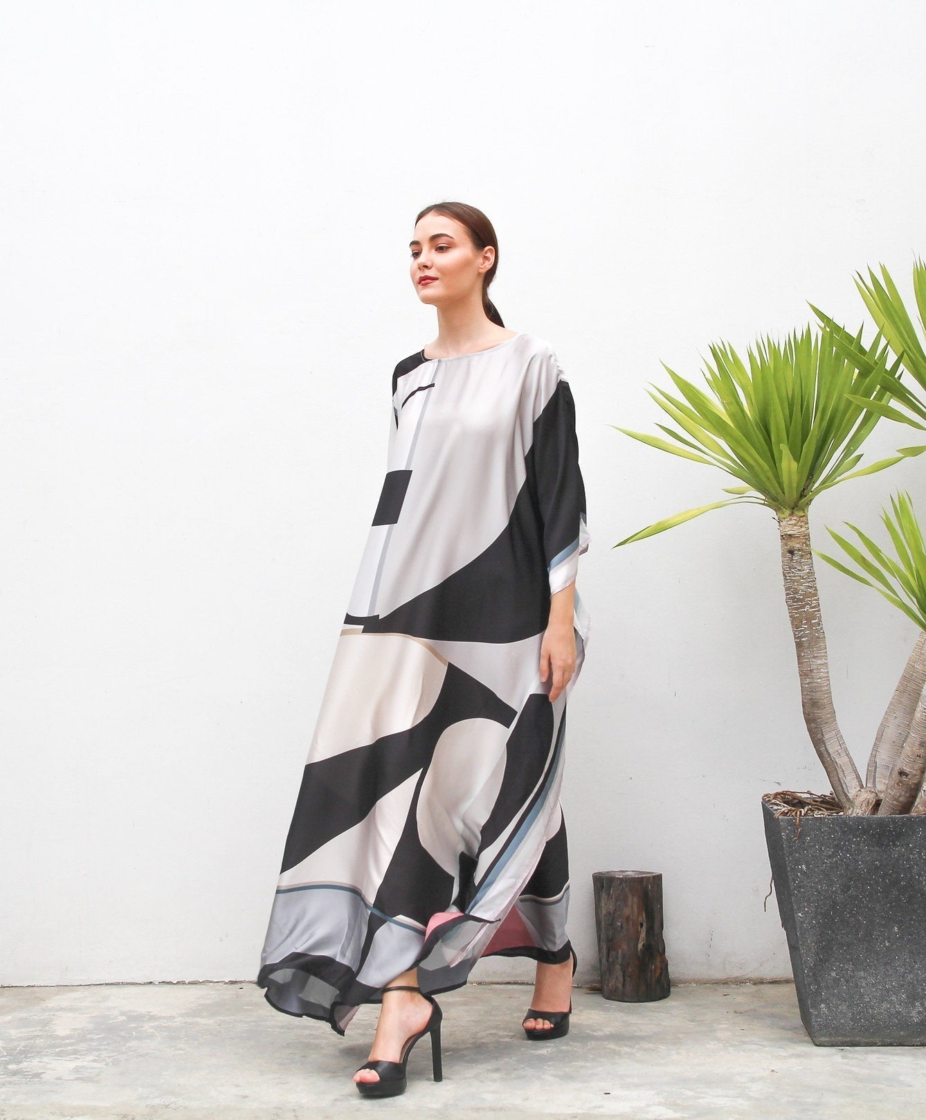 Designer Satin Silk Kaftan, Long Caftan For Women's