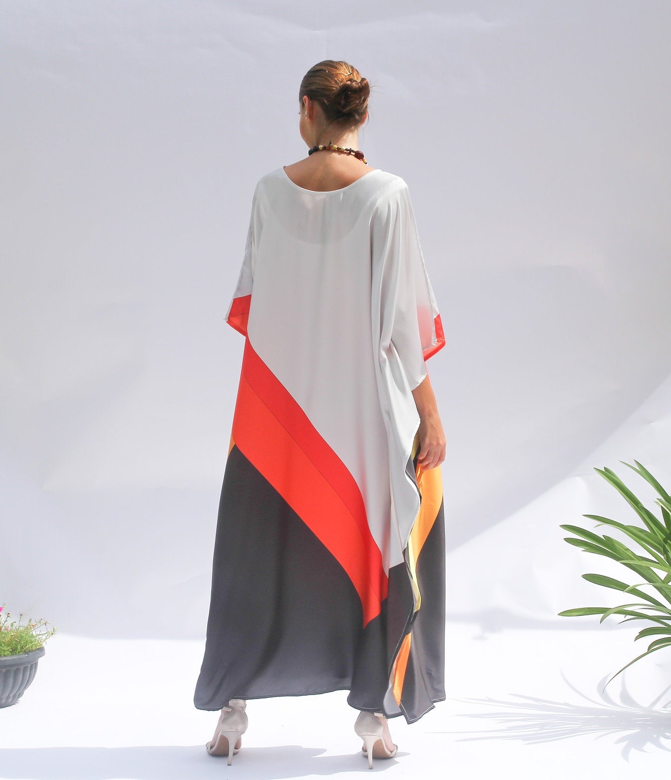 Satin Silk Kaftan, Summer Wear Long Caftan