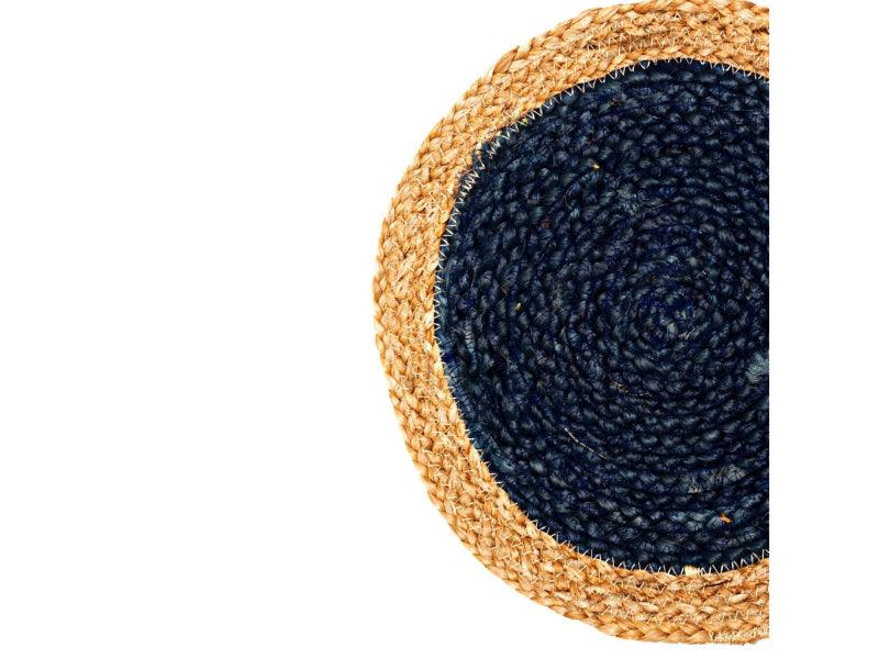 Blue Ring Round Jute Placemat | 12 Inches | Set of 4, 6