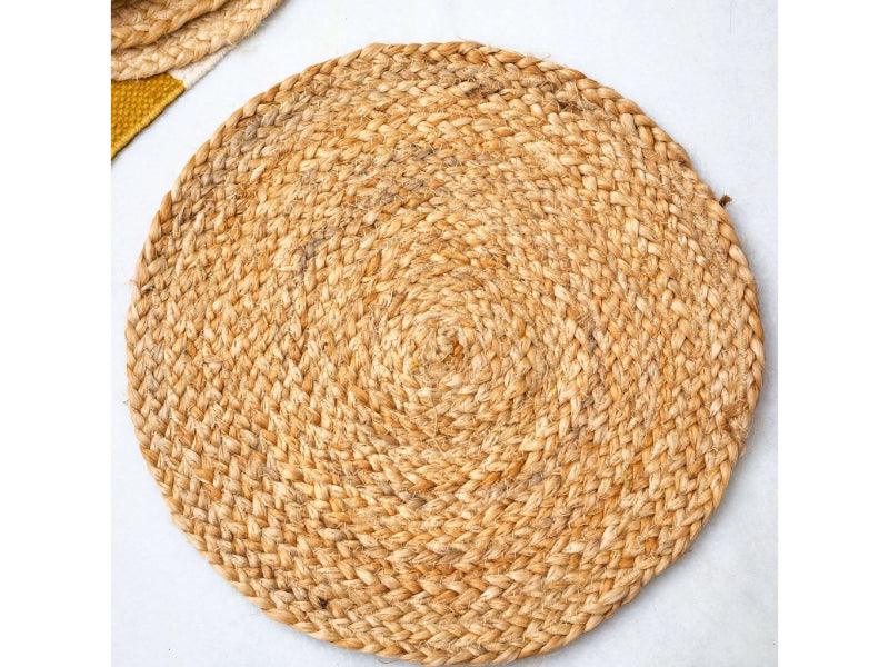Beige Round Jute Placemat | 12 Inches | Set of 4,6