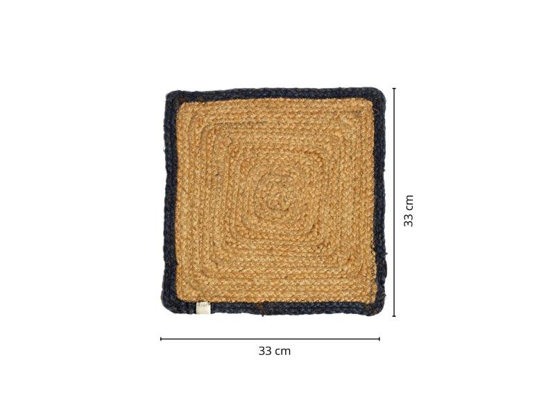 Blue Square Shaped Jute Placemat |13 Inches | Set of 4,6