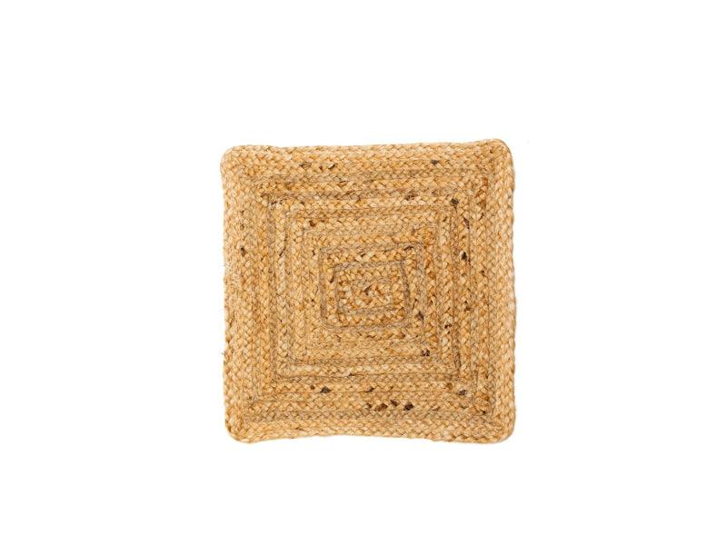 Beige Square Shaped Jute Placemat | 13 Inches | Set of 4,6