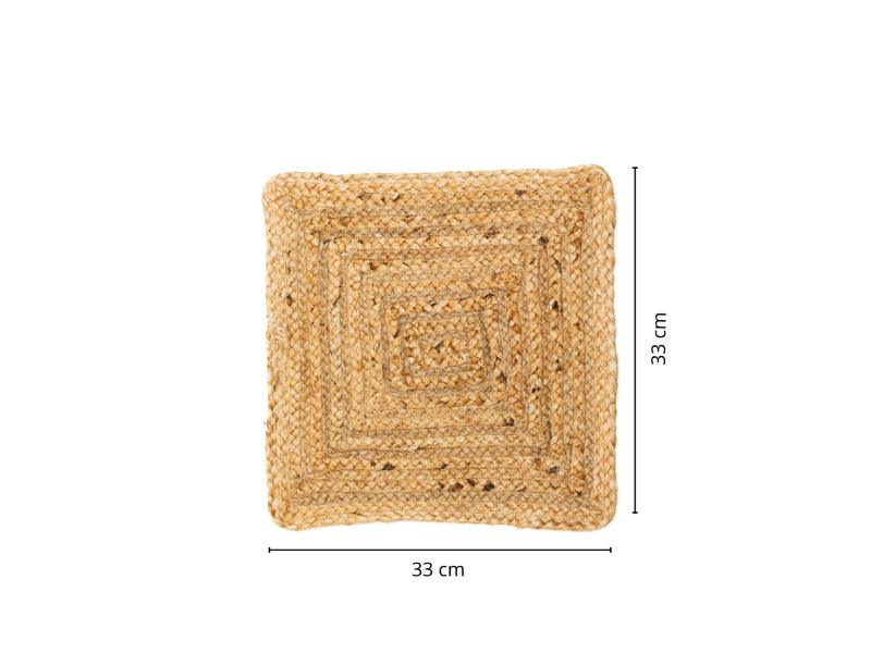 Beige Square Shaped Jute Placemat | 13 Inches | Set of 4,6