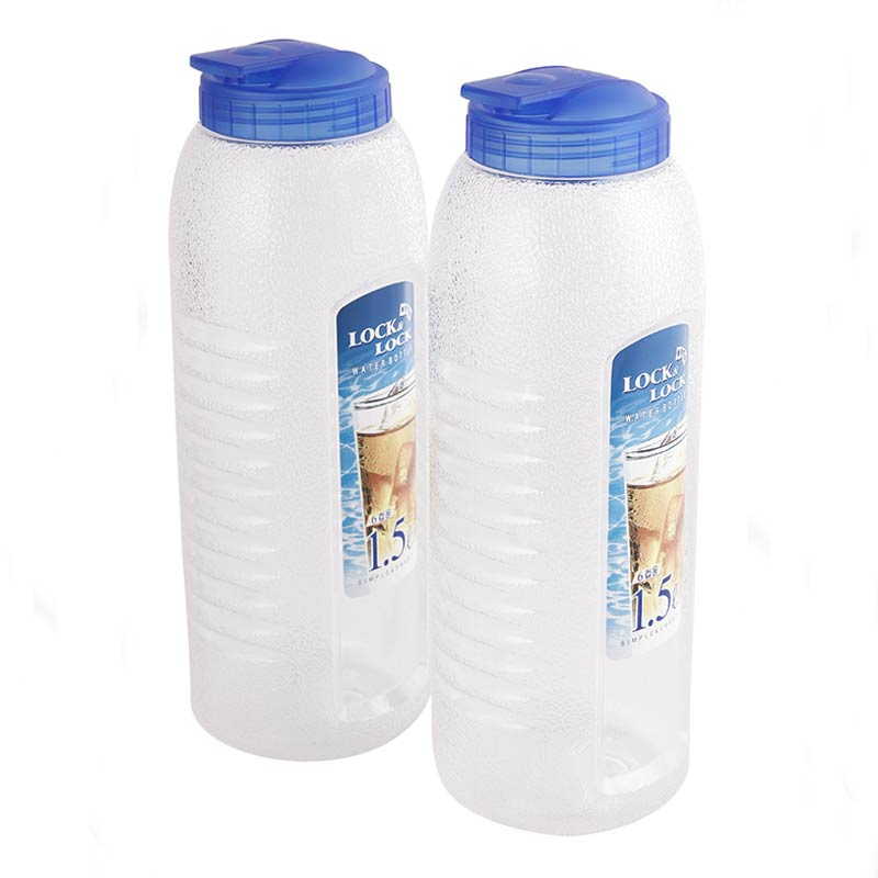Aqua Easy Grip Plastic Water Bottles| Set Of 2| 1 Liter