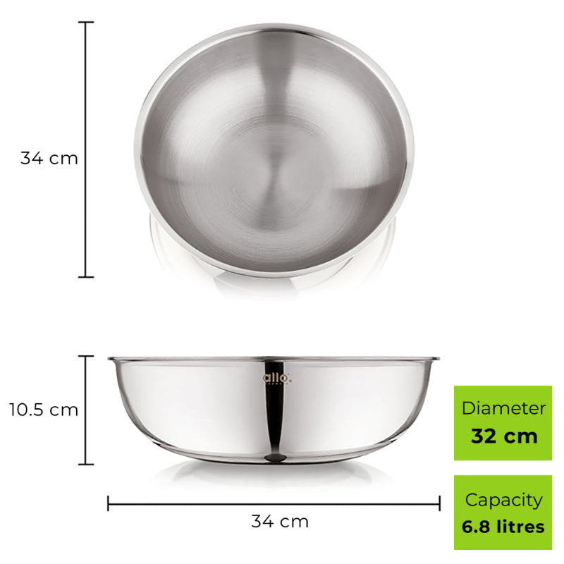 Allo Isla CookSafe Triply Kadhai With Stainless Steel Lid | Non Toxic |1.2L, 1.5L, 2L, 3L, 4L, 5.5L, 6.8L, 7L