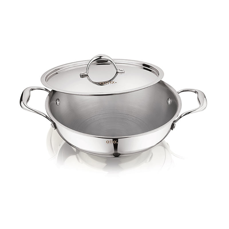 Allo Isla CookSafe Triply Kadhai With Stainless Steel Lid | Non Toxic |1.2L, 1.5L, 2L, 3L, 4L, 5.5L, 6.8L, 7L