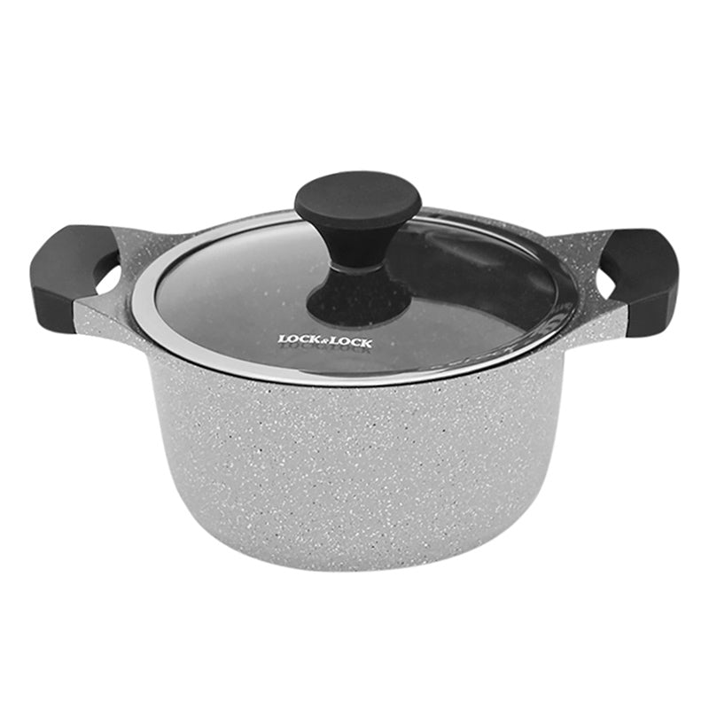 LocknLock Ceramic Marble Coating Stone Casserole With Lid | Non Toxic |20cm, 24cm