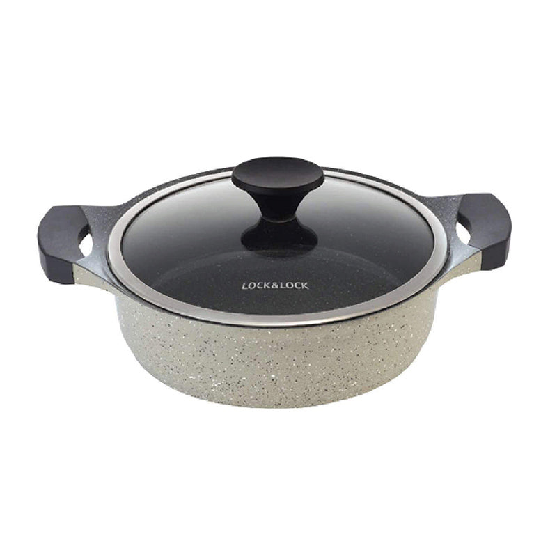 LocknLock Ceramic Marble Coating Stone Casserole With Lid | Non Toxic |20cm, 24cm