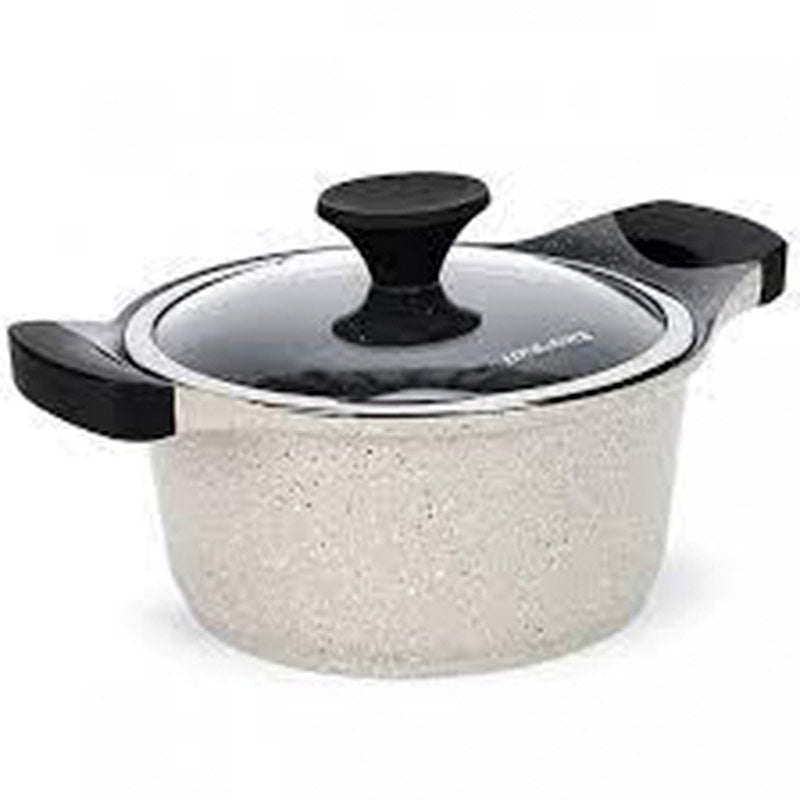 LocknLock Ceramic Marble Coating Stone Deep Casserole with Lid |Non Toxic | 9.4 Inches