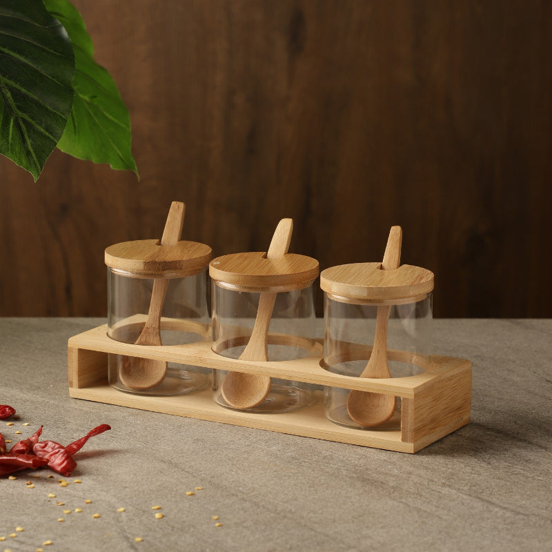 Glass Condiment Serving Set
