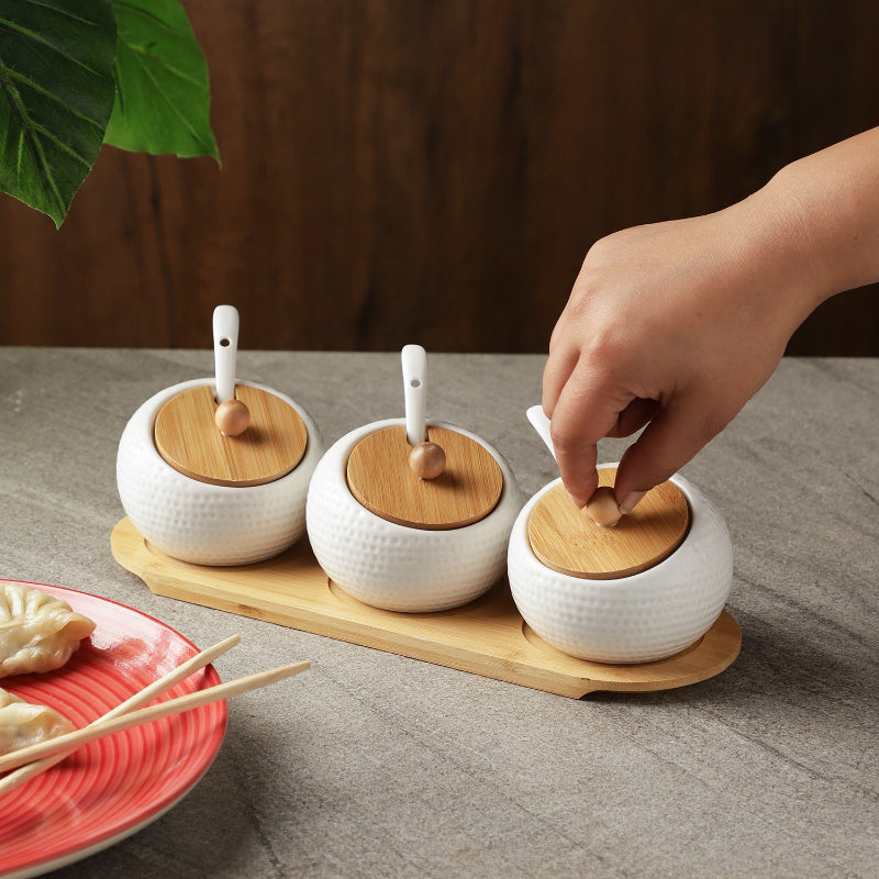 Ceramic Round Condiment Serving Set