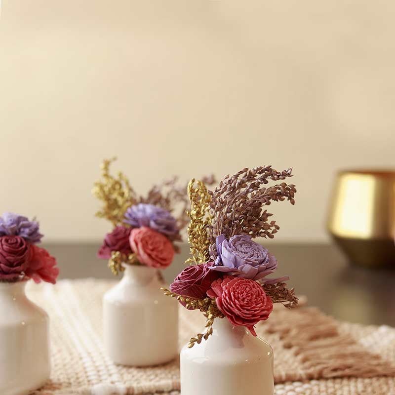 Blushing Beauty | Artificial | Solawood Flowers with Vase