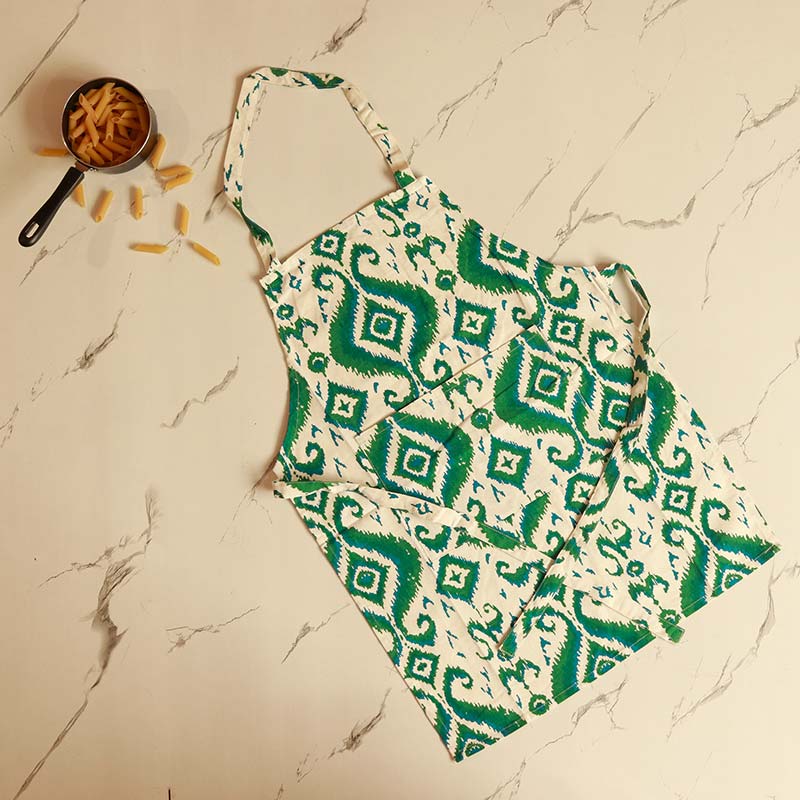 Green Paisley Kitchen Apron, Glove & Potholder Set