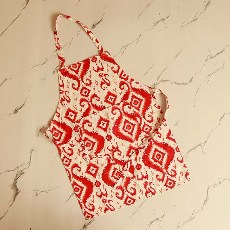 Red Paisley Kitchen Apron, Glove & Potholder Set
