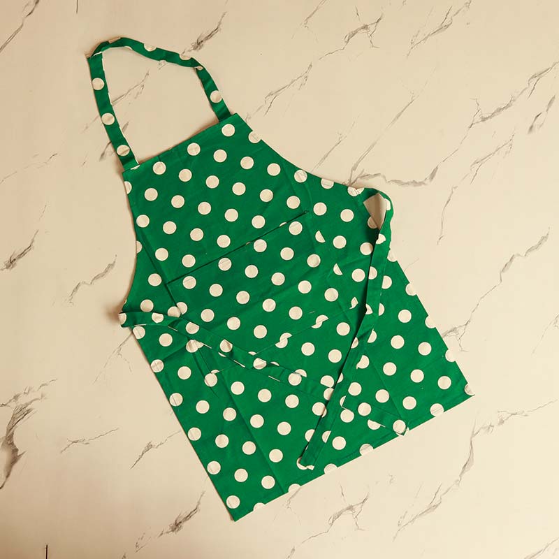 Green Polka Dot Kitchen Apron, Glove & Potholder Set