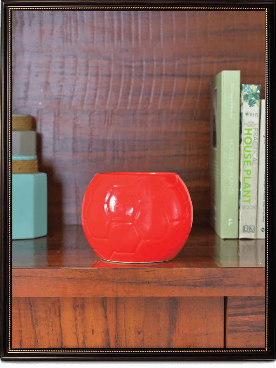 Red Football Ceramic Pot