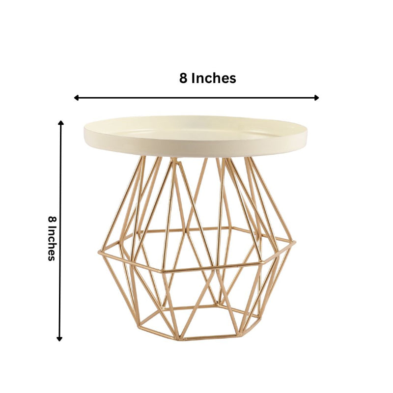 White & Gold Decorative Metal Cake Stand