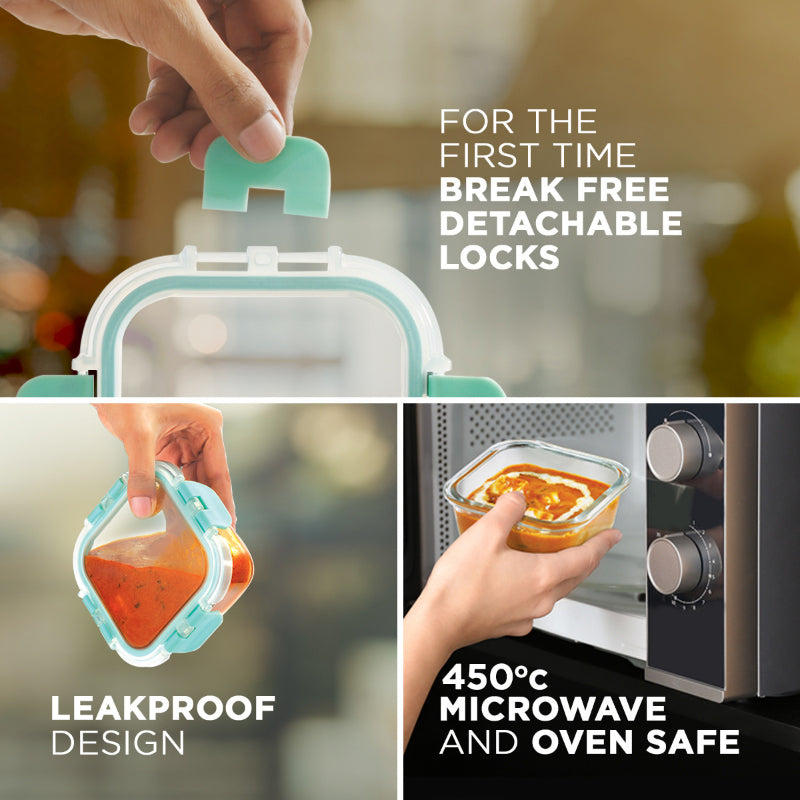 Averll Safe Glass Lunch box  | Set Of 3 | Multiple Colors