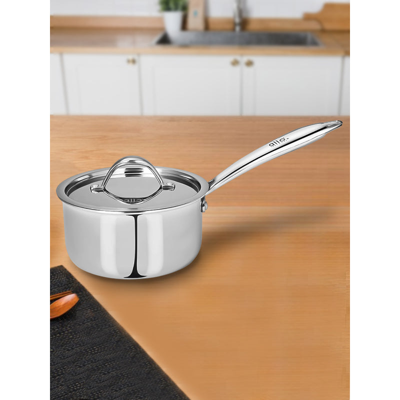 Allo Kermedy CookSafe Triply Sauce pan With Stainless Steel Lid |Non Toxic | 1L, 1.5L, 2.3L, 3.3L