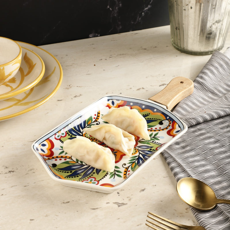 Bloom Platter With Handle | Blue