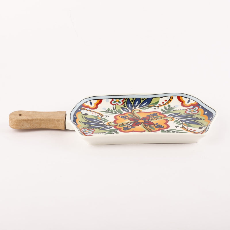 Bloom Platter With Handle | Blue