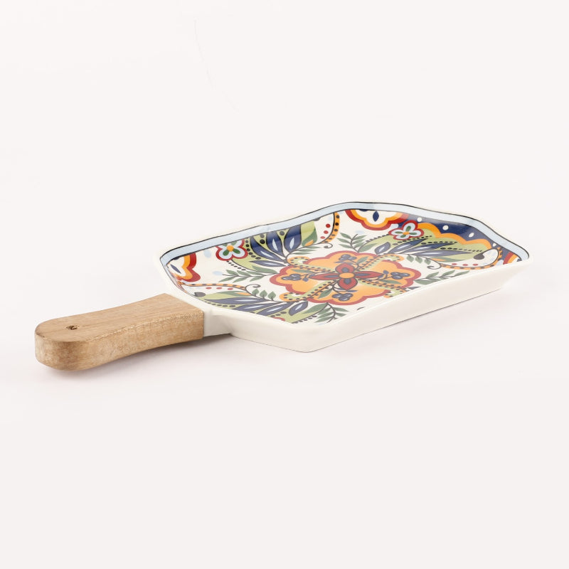 Bloom Platter With Handle | Blue
