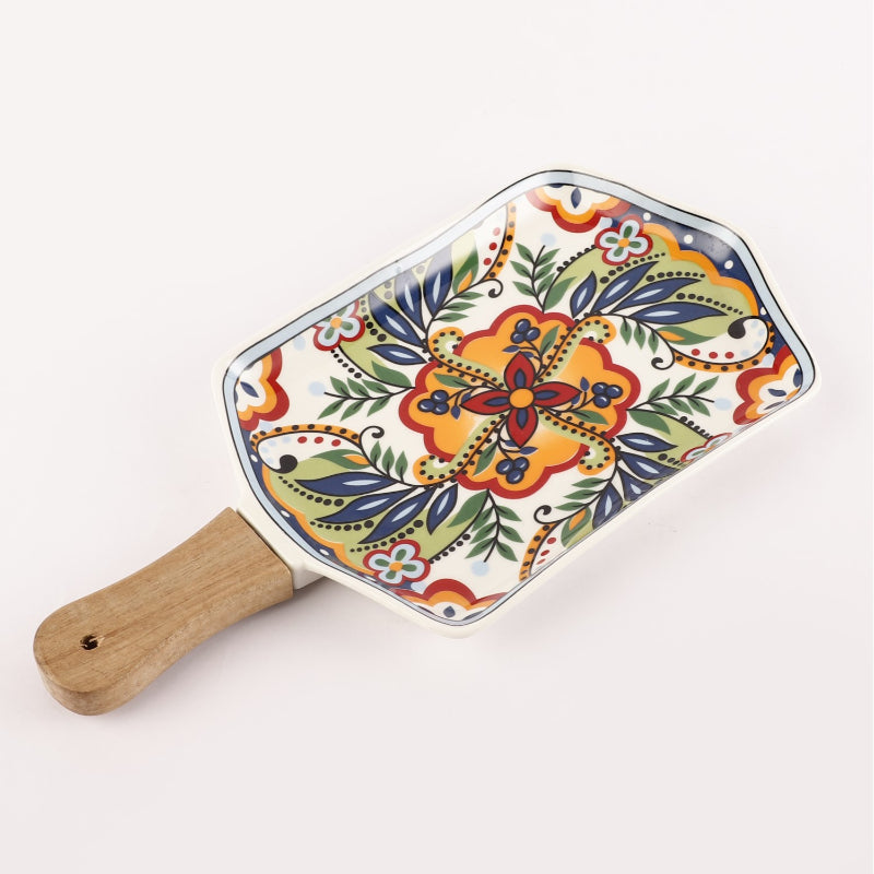 Bloom Platter With Handle | Blue