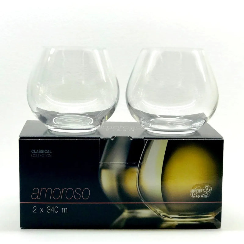 Amoroso Crystal Stemless Wine Glass | Set of 2 | Multiple Sizes