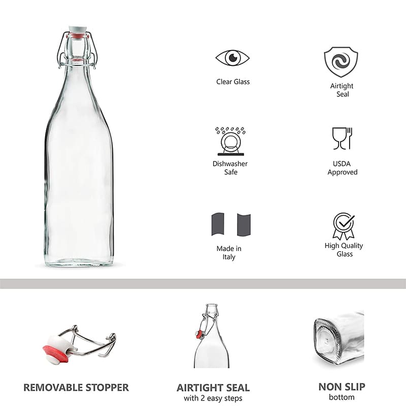 Flip Top Bottle Glass Bottle | Set of 3