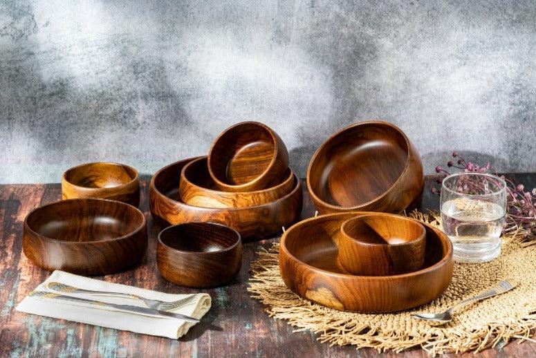 Baro Large & Small Wooden Bowls Combo | Multiple Sets