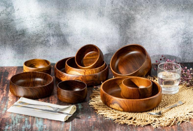 Baro Large & Small Wooden Bowls Combo | Multiple Sets