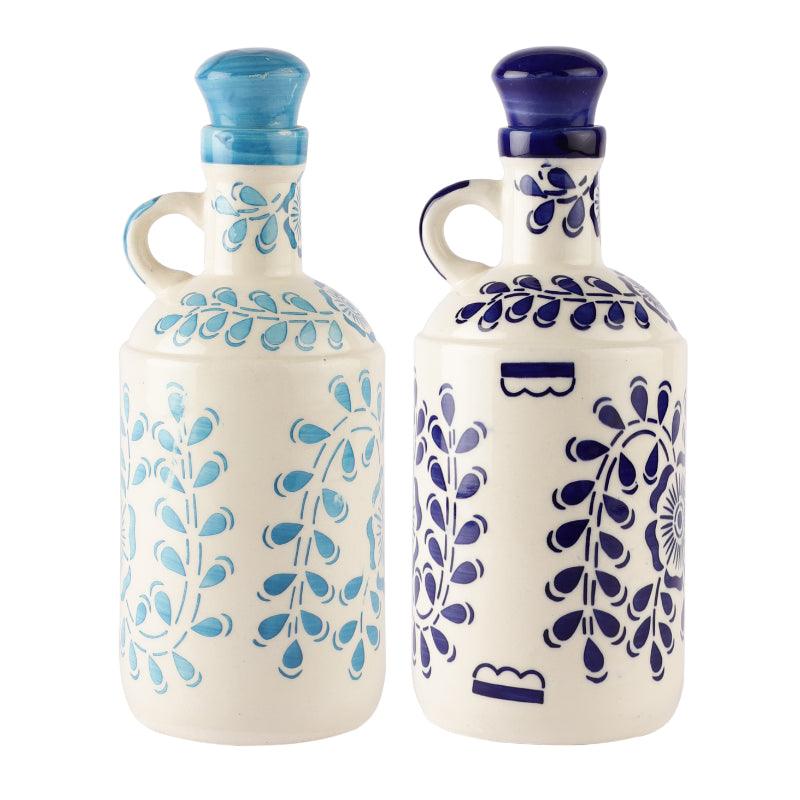 Ceramic Blue Floral Oil Dispenser | Set of 2 | 950ml | Multiple designs