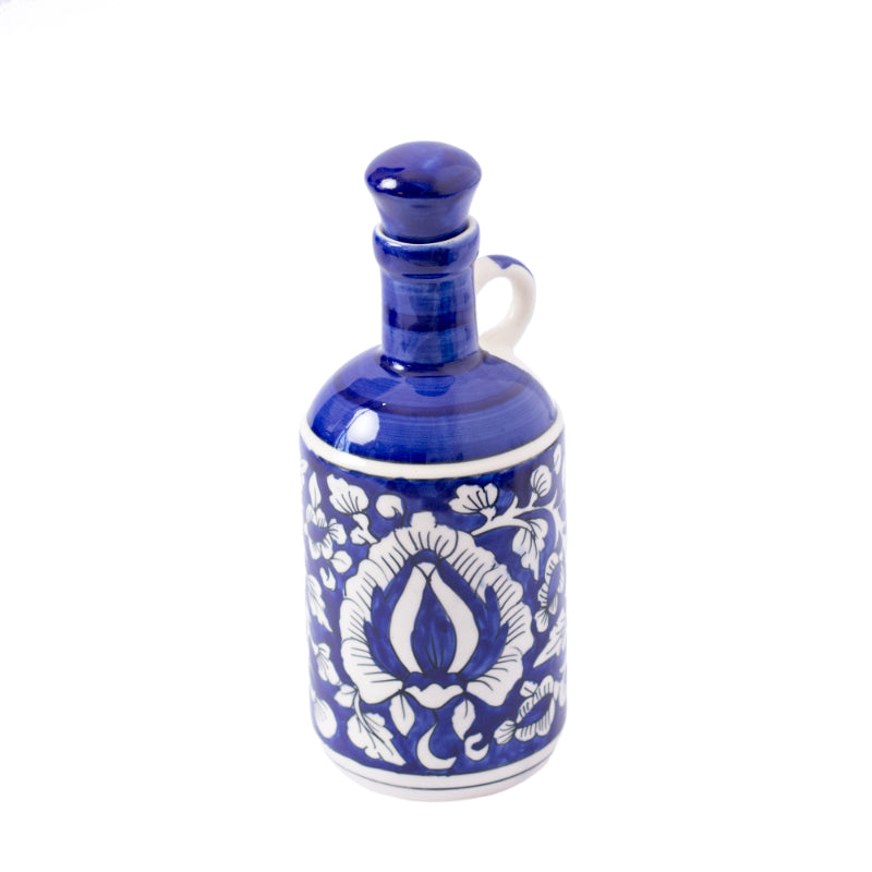 Ceramic Blue Floral Art Hand painted Oil Dispenser | 1 Liter