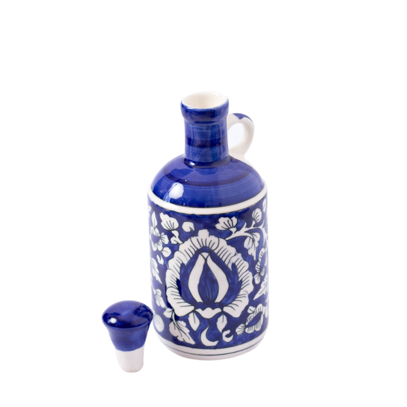 Ceramic Blue Floral Art Hand painted Oil Dispenser | 1 Liter
