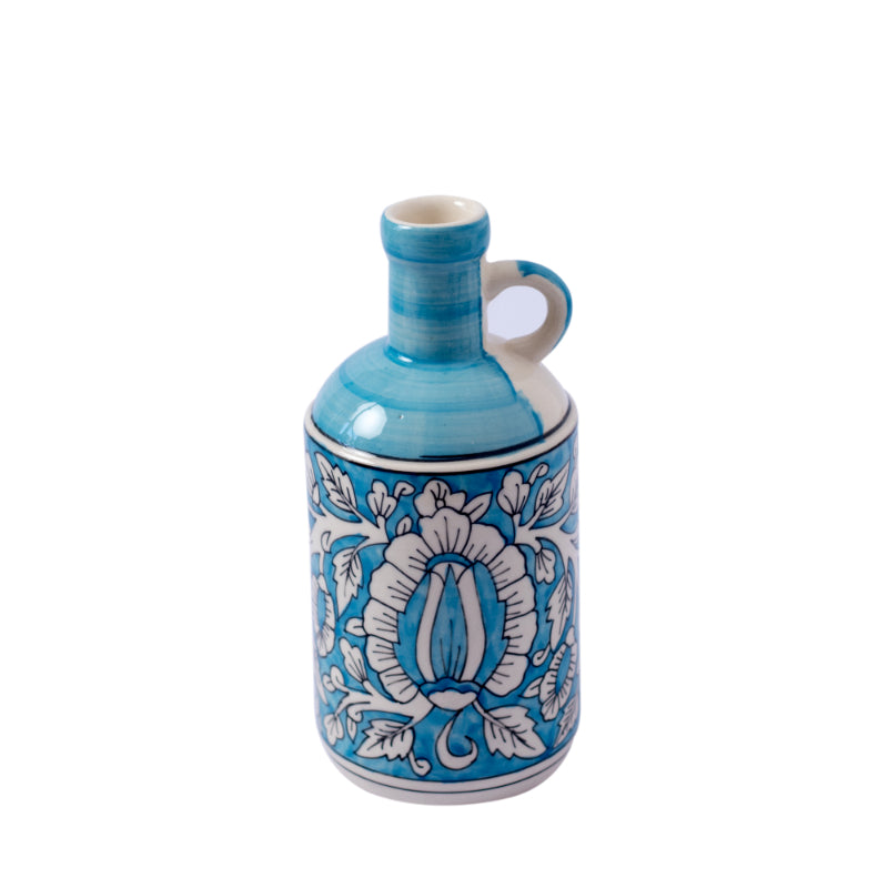 Ceramic Blue Floral Art Hand painted Oil Dispenser | 1 Liter