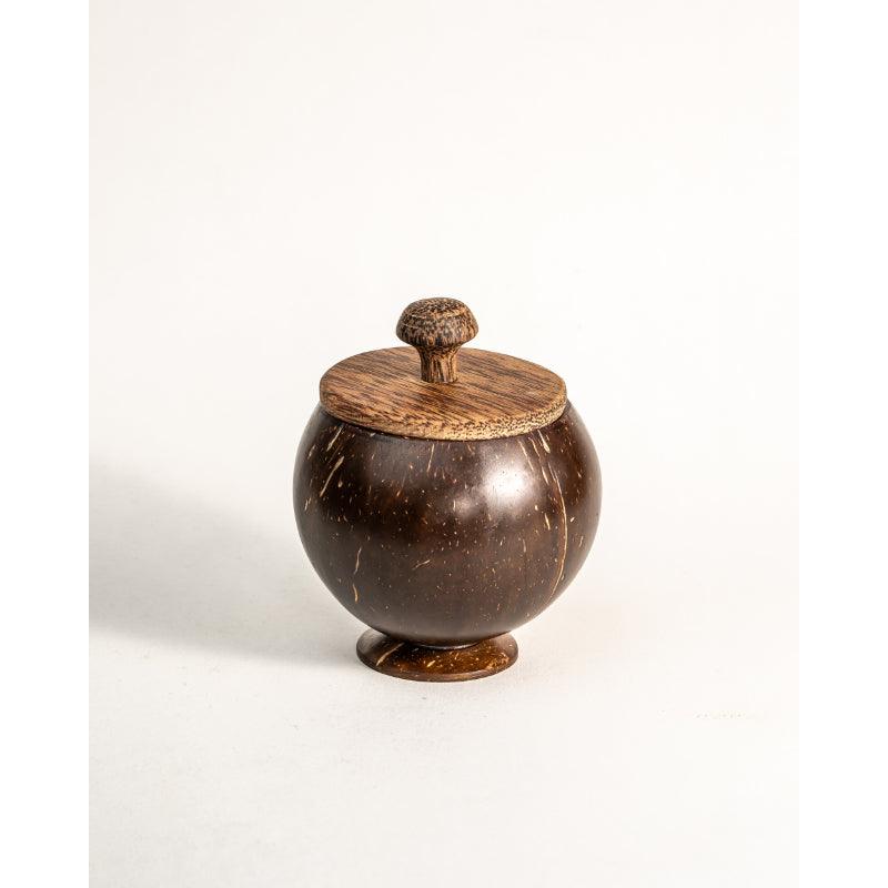 Coconut Shell Container With Lid  & Small Spoon Combo