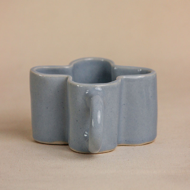 Blue Daisy Shape Ceramic Cappuccino Mug