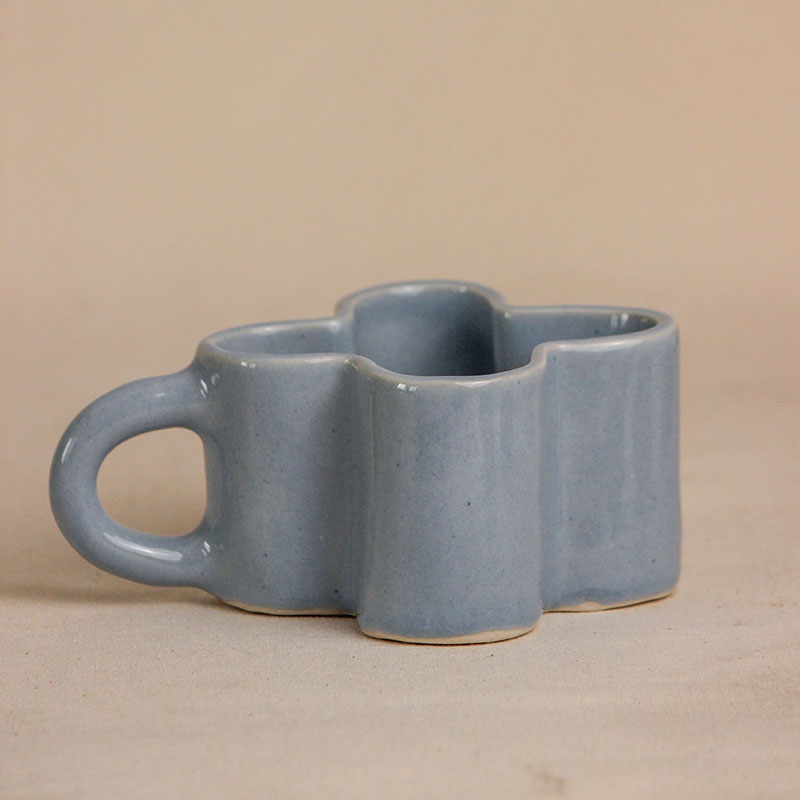 Blue Daisy Shape Ceramic Cappuccino Mug