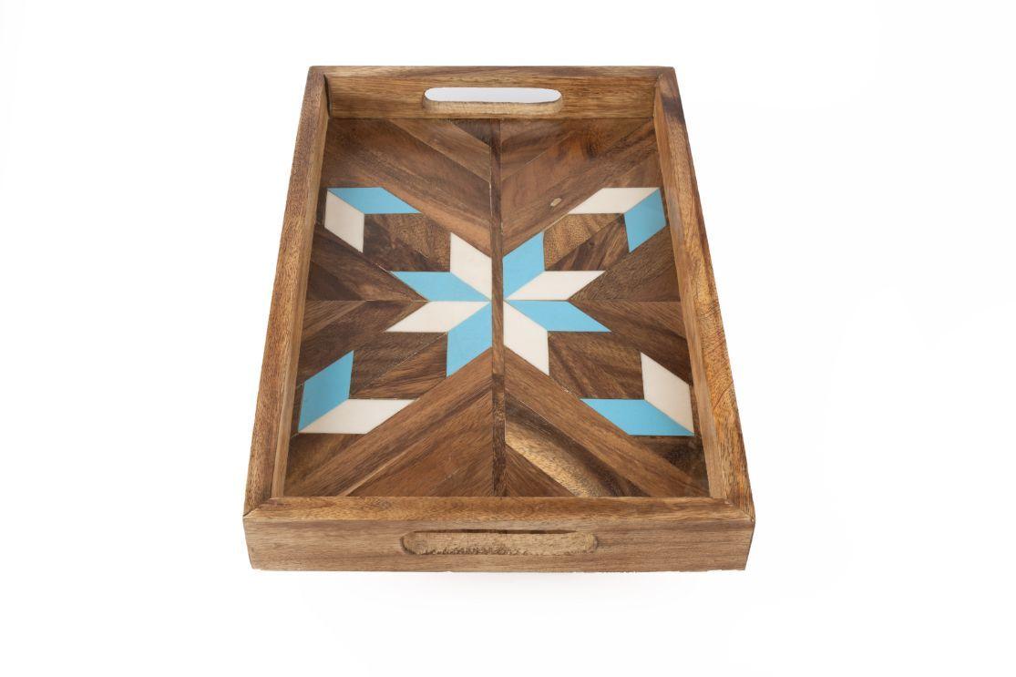 Blue & White Patterned Resin Tray